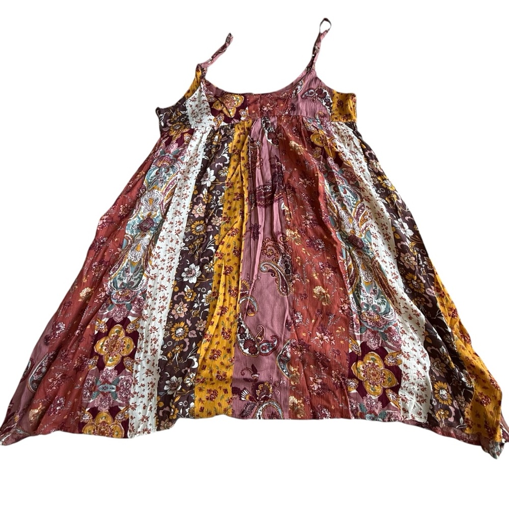 Forever 21 Womens Size M Bohemian Patchwork Babydoll Multi Colored Dress Flare